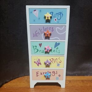 Colorful Jewelry Organizer with Star Knobs  Womens Rings Necklaces 1 Foot Tall